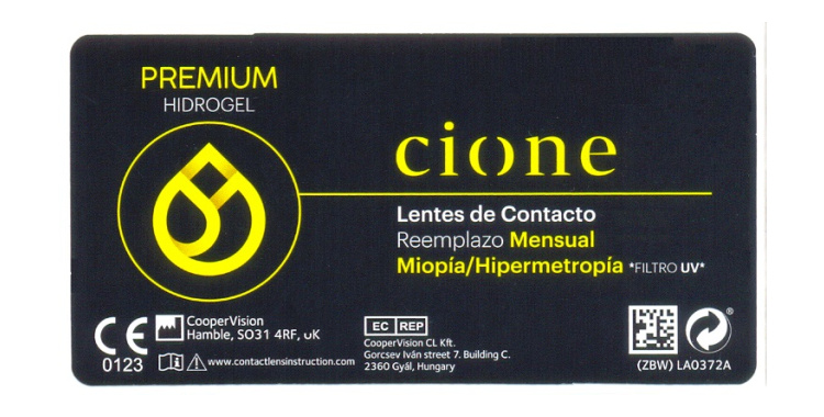 Cione PREMIUM HIDROGEL Mensual - Miopía-Hipermetropía (6 Lentillas)